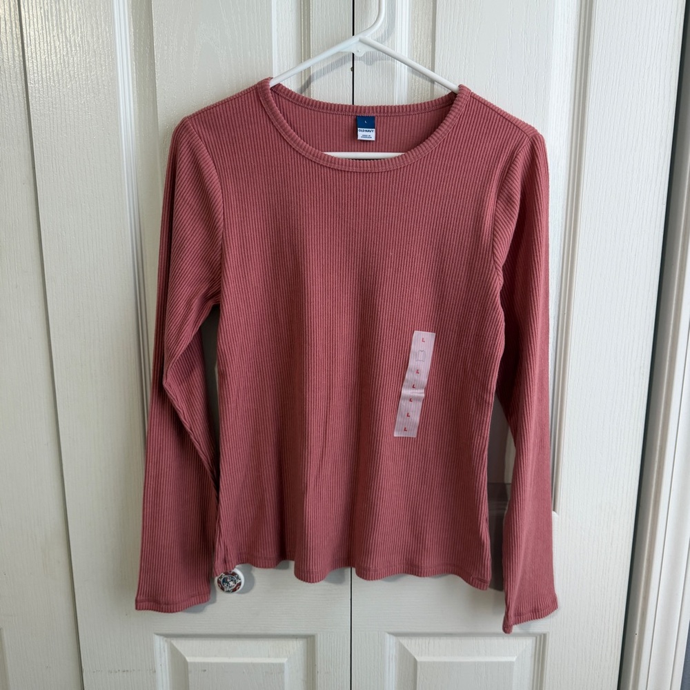 Old Navy pink ribbed long sleeve size large